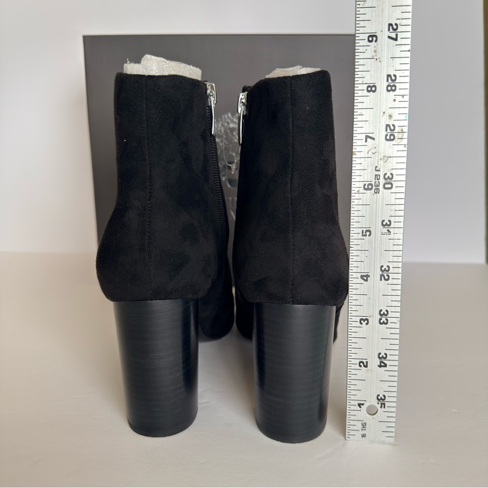 Vince Camuto Black Leather Suede Heeled Boots 9M - Picture 4 of 6